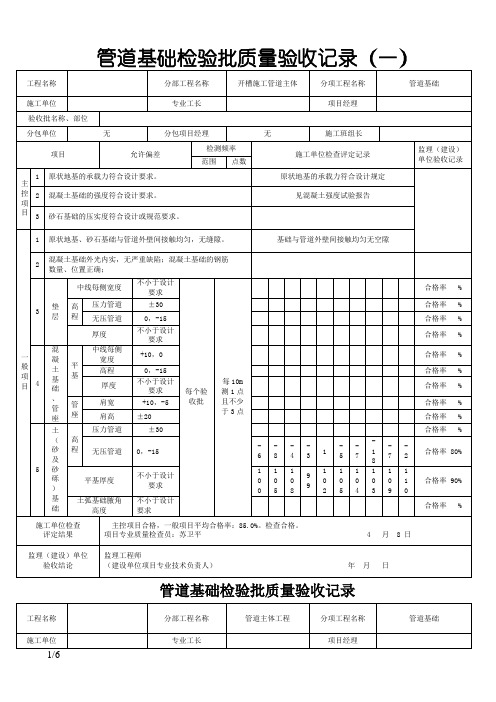 管道基础工程检验批质量验收记录