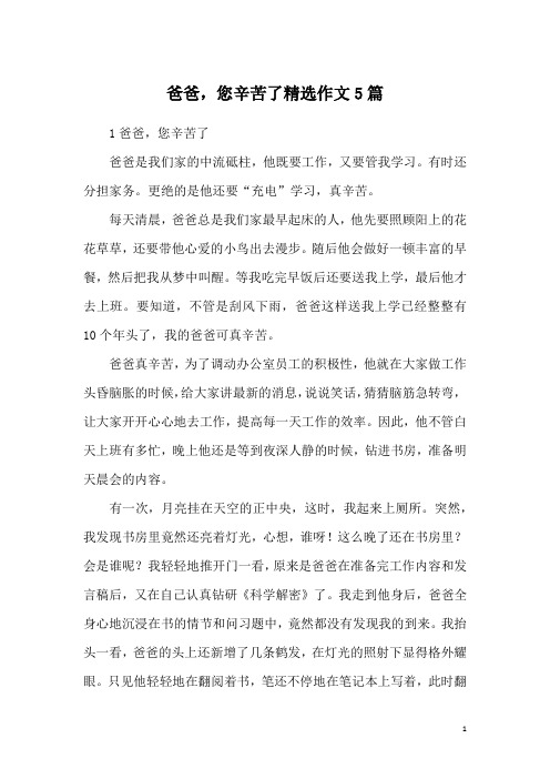 爸爸,您辛苦了精选作文5篇