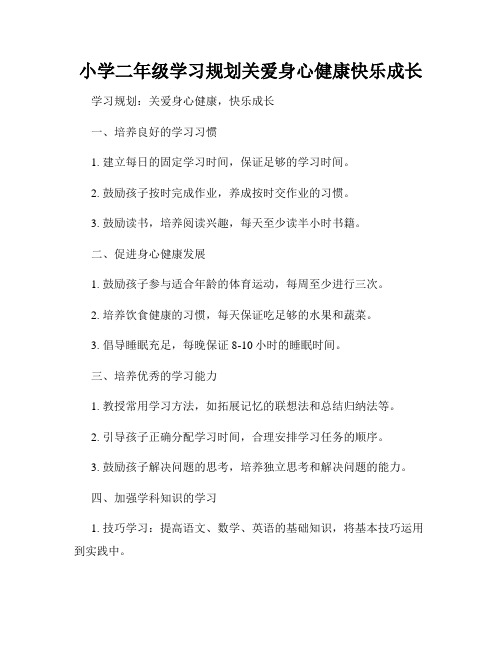 小学二年级学习规划关爱身心健康快乐成长