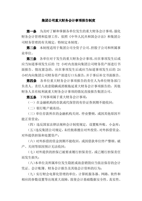 集团公司重大财务会计事项报告制度