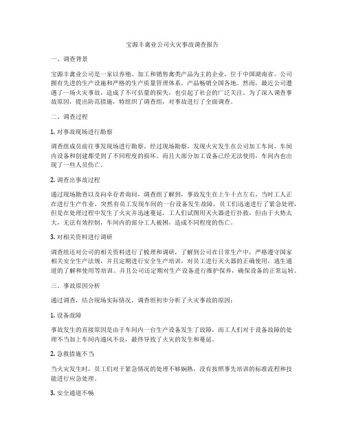 宝源丰禽业公司火灾事故调查报告