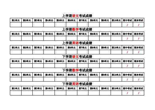 小学生成绩表统计表