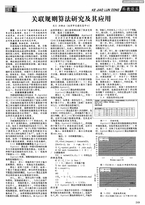 关联规则算法研究及其应用