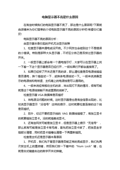 电脑显示器不亮是什么原因