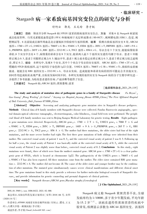 Stargardt病一家系致病基因突变位点的研究与分析