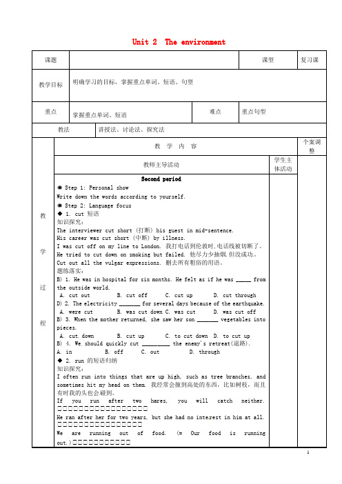 江苏省新沂市第二中学高三英语 专题复习 Unit 2 The environment(第2课时)教案 牛津译林版必修5