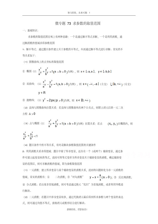 高中数学讲义微专题73求参数的取值范围