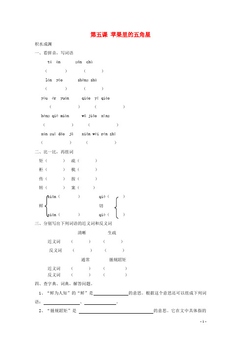 四年级语文下册《5 苹果里的五角星》同步精练 苏教版