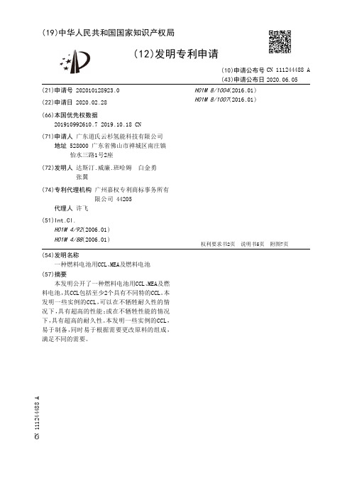 一种燃料电池用CCL、MEA及燃料电池[发明专利]