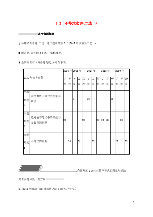 (通用版)2020版高考数学复习专题八选考内容8.2不等式选讲(二选一)练习(文)