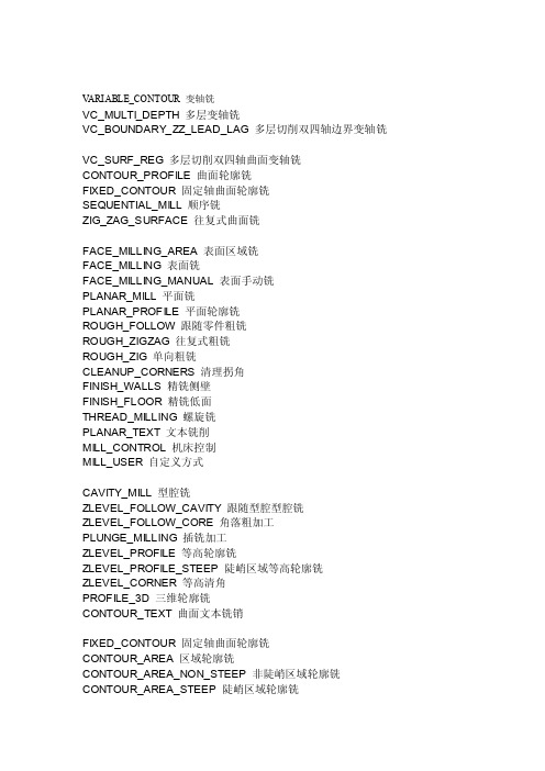 ug4.0编程中创建操作中各种刀路的意思