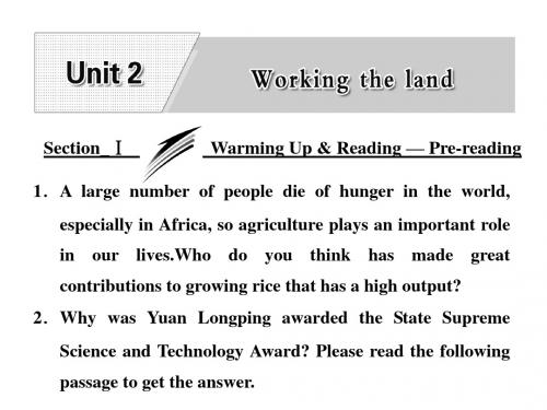 高中英语unit2workingthelandsectionⅰwarmingup