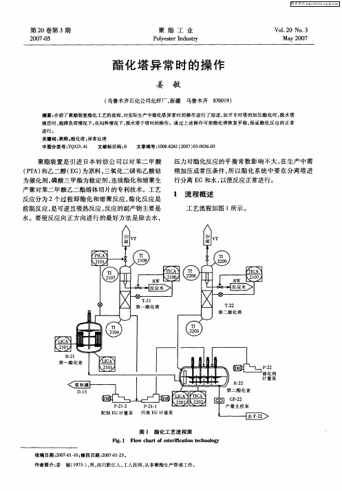 酯化塔异常时的操作