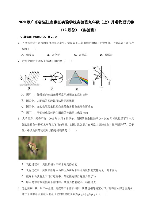 2020秋九年级(上)月考物理试卷(12月份)(及答案) (16)