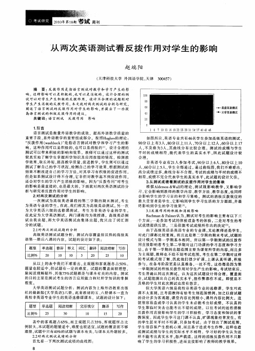 从两次英语测试看反拨作用对学生的影响