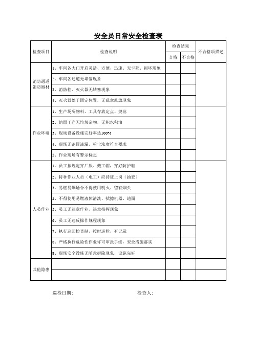 安全员日常安全检查