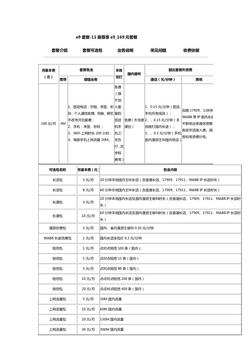 成都电信e169套餐详情