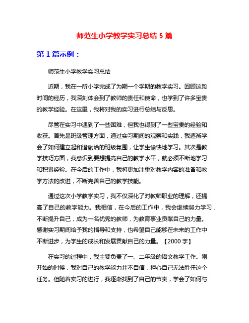 师范生小学教学实习总结5篇