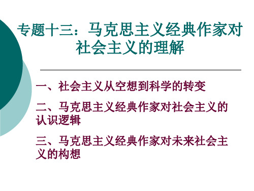 专题十三：马克思主义经典作家对社会主义的理解