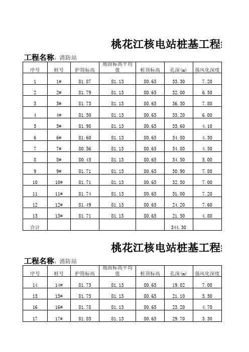 桩基工程统计表