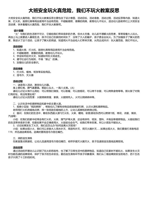 大班安全玩火真危险,我们不玩火教案反思