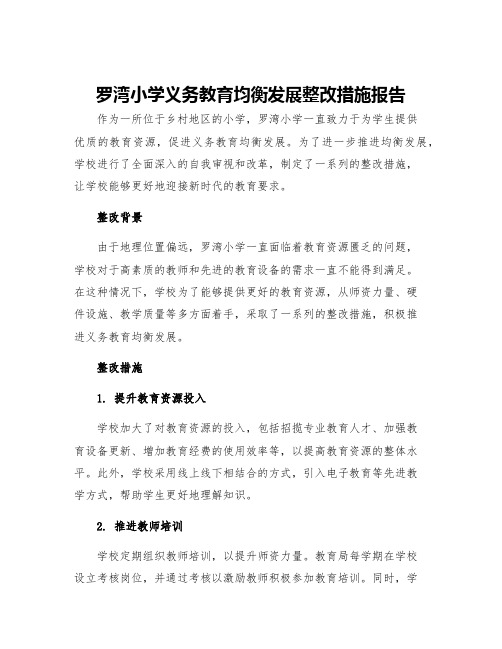 罗湾小学义务教育均衡发展整改措施报告