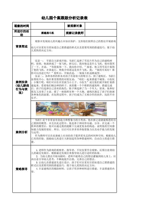 大班个案搭建战斗机