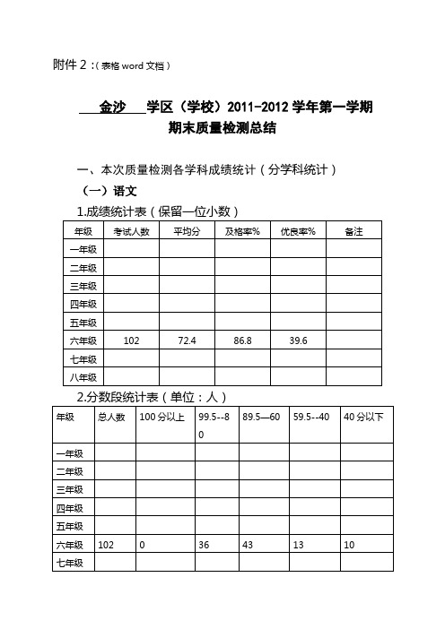 期末质量检测总结6