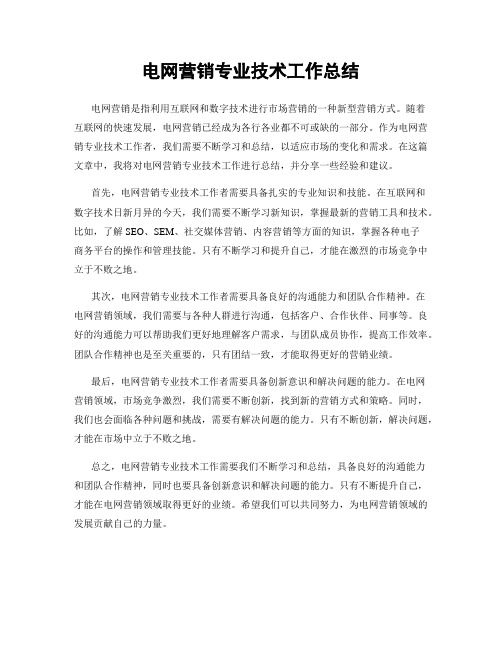 电网营销专业技术工作总结