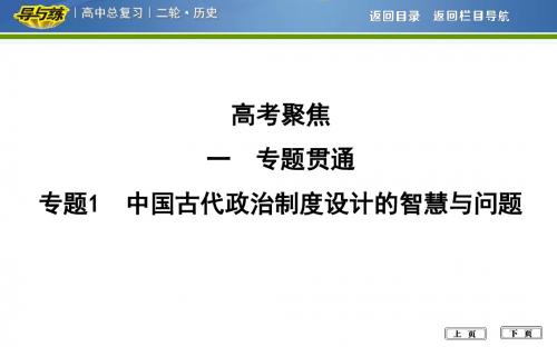 2018届高考历史二轮通史复习专题1 中国古代政治制度设计的智慧与问题