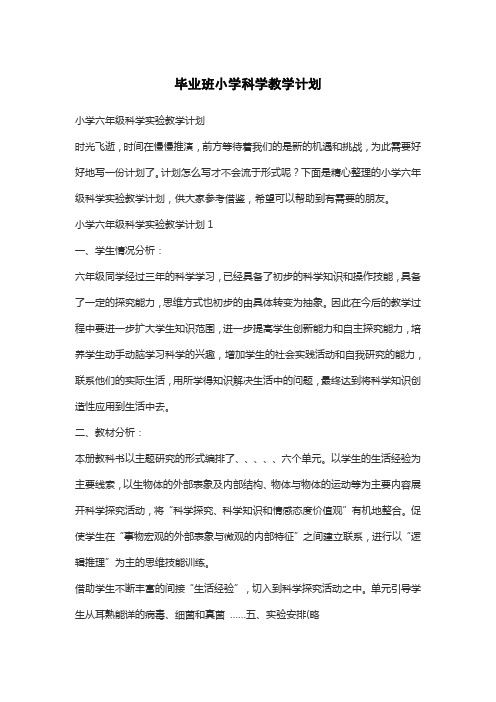 毕业班小学科学教学计划