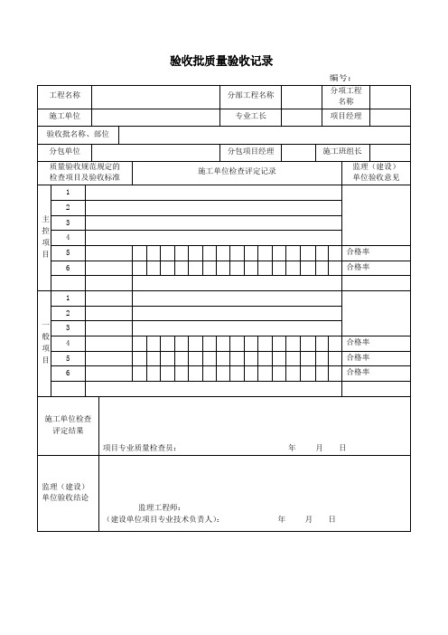 市政排水工程质量验收记录表格