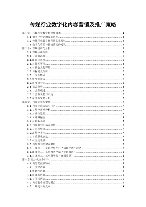 传媒行业数字化内容营销及推广策略