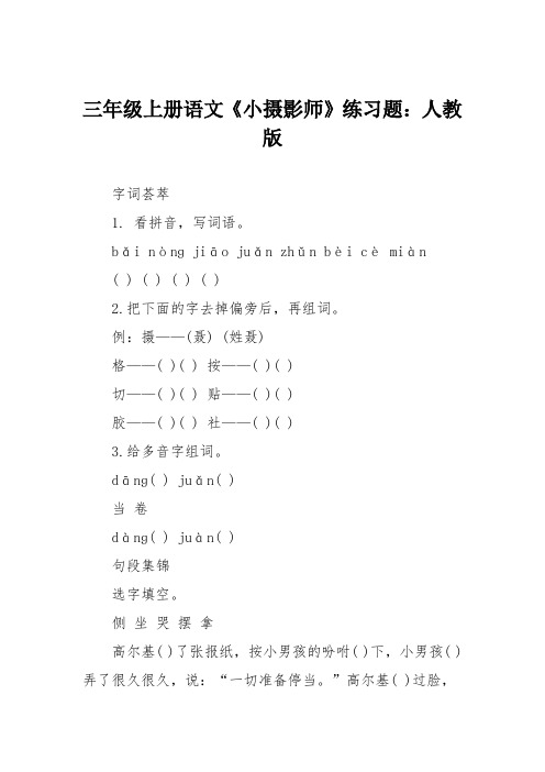 三年级上册语文《小摄影师》练习题:人教版