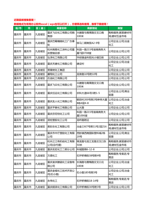 2020新版重庆市重庆市九龙坡区化工厂工商企业公司商家名录名单黄页联系方式大全66家