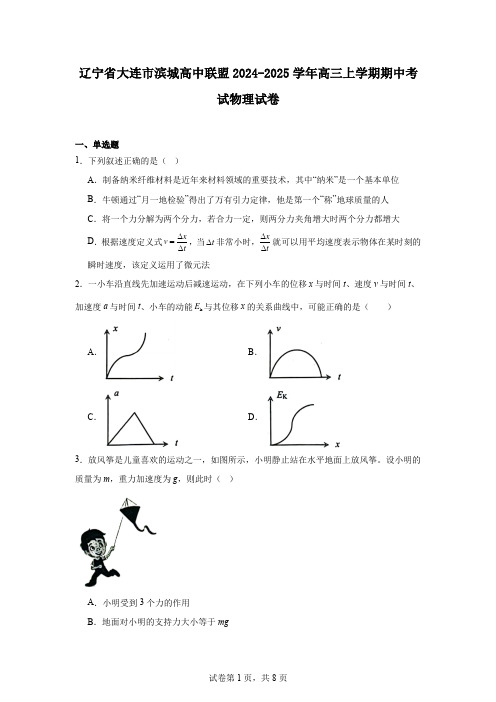 辽宁省大连市滨城高中联盟2024-2025学年高三上学期期中考试物理试卷