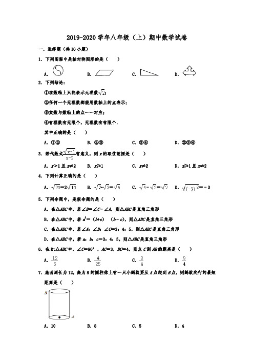 江苏省无锡市锡中实验学校2019-2020学年八年级(上)期中数学试卷  含解析