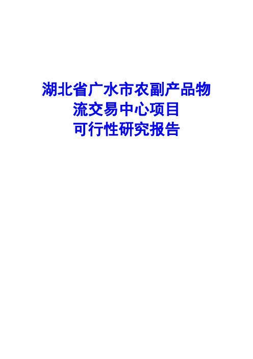 广水市农副产品物流交易中心项目可行性研究报告