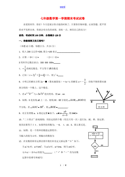 江苏省江心实验学校2009-2010学年七年级数学上学期期末试卷