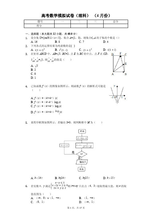 黑龙江省大庆实验中学高考数学模拟试卷(理科)(4月份)