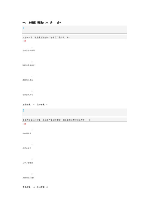 2018超星尔雅大学生就业指导期末考试