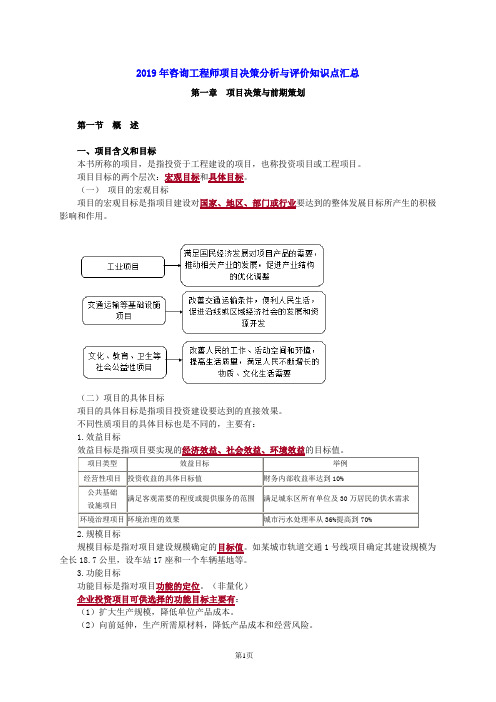 2019咨询工程师项目决策分析与评价知识点汇总