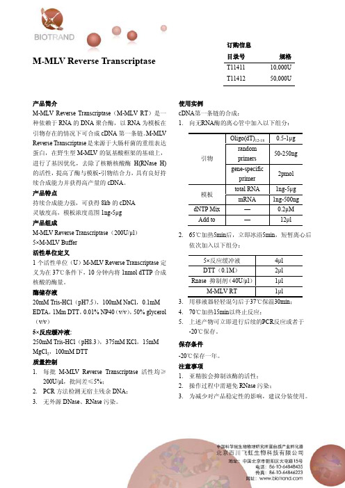 M-MLV Reverse Transcriptase 说明书