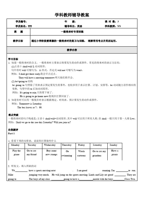 小六英语 (11. 语法专项之-- 动词时态-一般将来时)