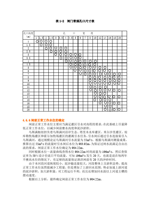 闸门孔口尺寸