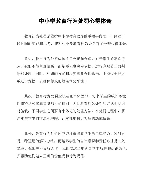 中小学教育行为处罚心得体会