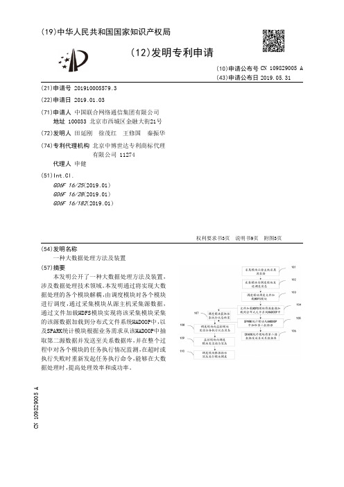 【CN109829005A】一种大数据处理方法及装置【专利】