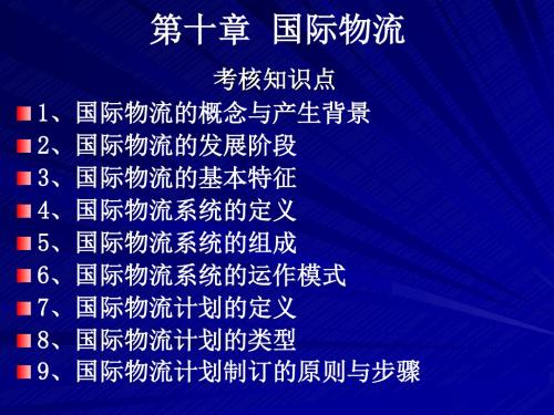 2017现代物流学自学考(第十章国际物流)