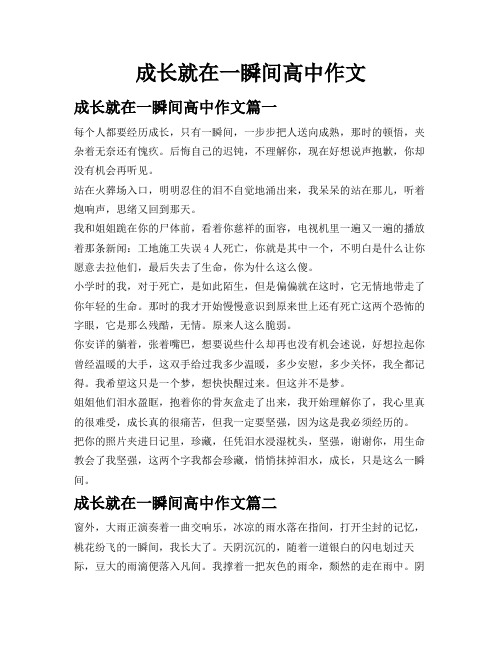 成长就在一瞬间高中作文