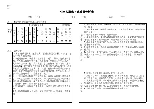 一年级语文考试质量分析已修改